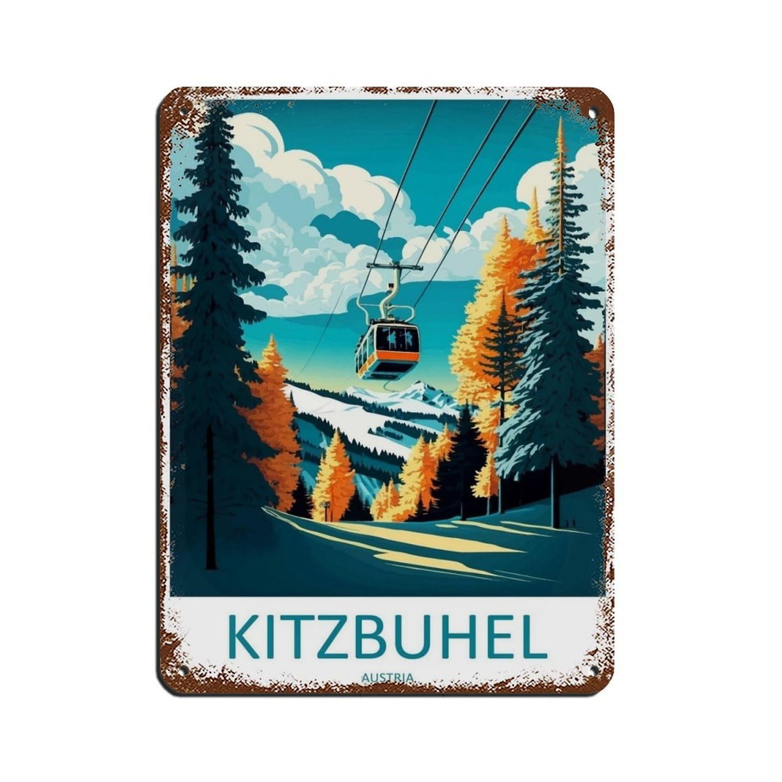 Kitzbuhel Travel Art Ski Art Lover Gift （54） Tin Sign Vintage Metal Pub Club Cafe Bar Home Wall Art Decoration Poster Retro 12x16inch(30x40cm)