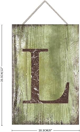 Vista 469 de Letrero colgante de madera con letra J, letrero de madera para decoración del hogar, 26 letras del alfabeto de metal, placa de madera, decoración