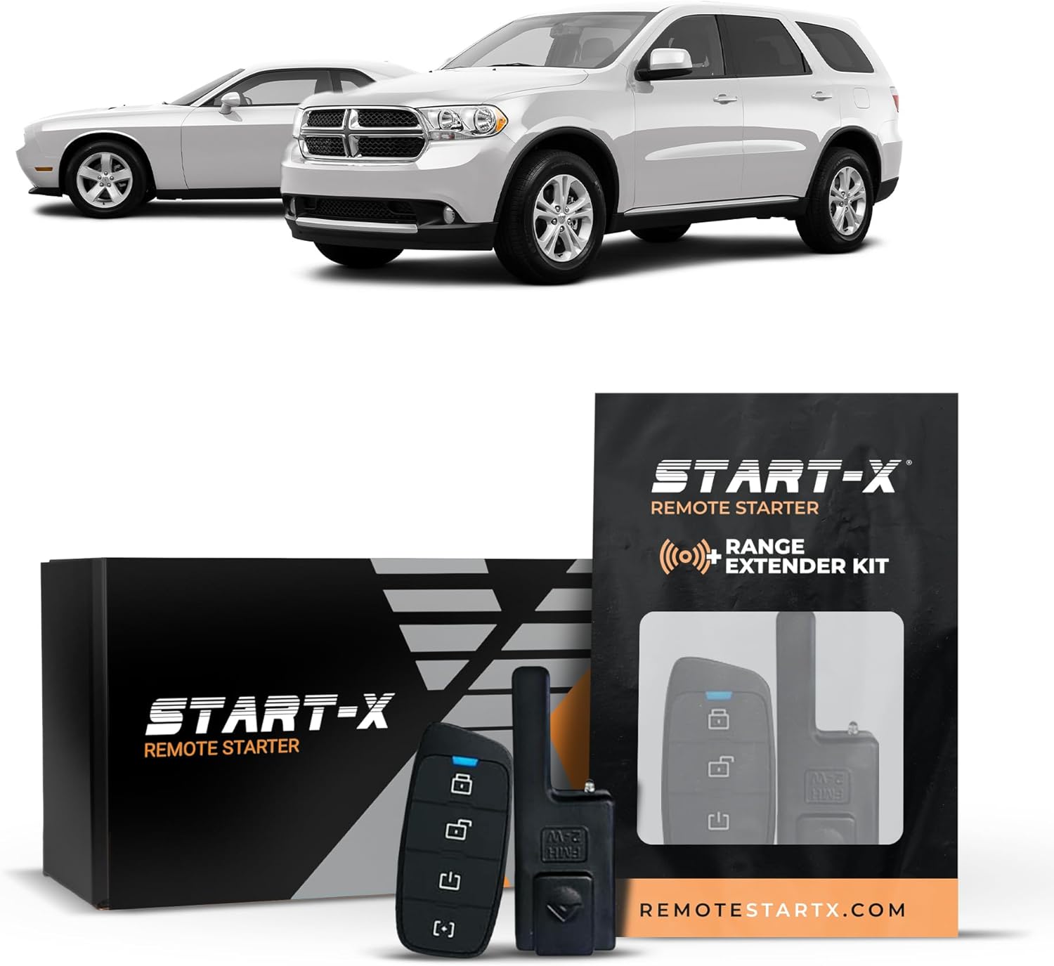 Start-X Remote Starter Kit + 3000ft 2 Way Range Extender for Dodge Grand Caravan (2011-20), Challenger (2011-14), Durango (2011-13), Chrysler Town & Country (2011-16) Vehicles with Key Ignition