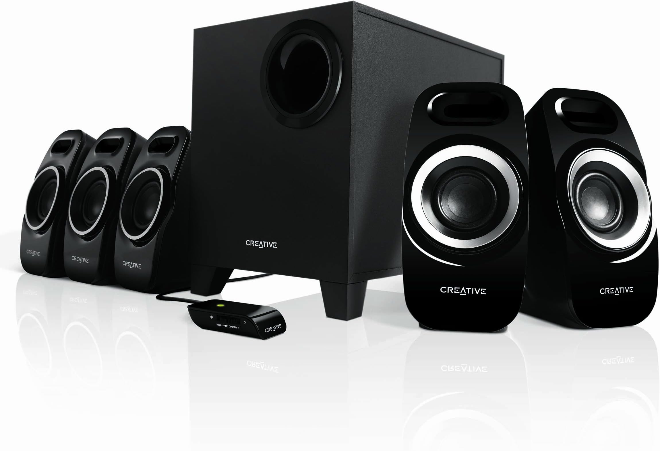 Creative Inspire Surround Speaker System with Wired Remote Control for Music, Movies and Games - Black