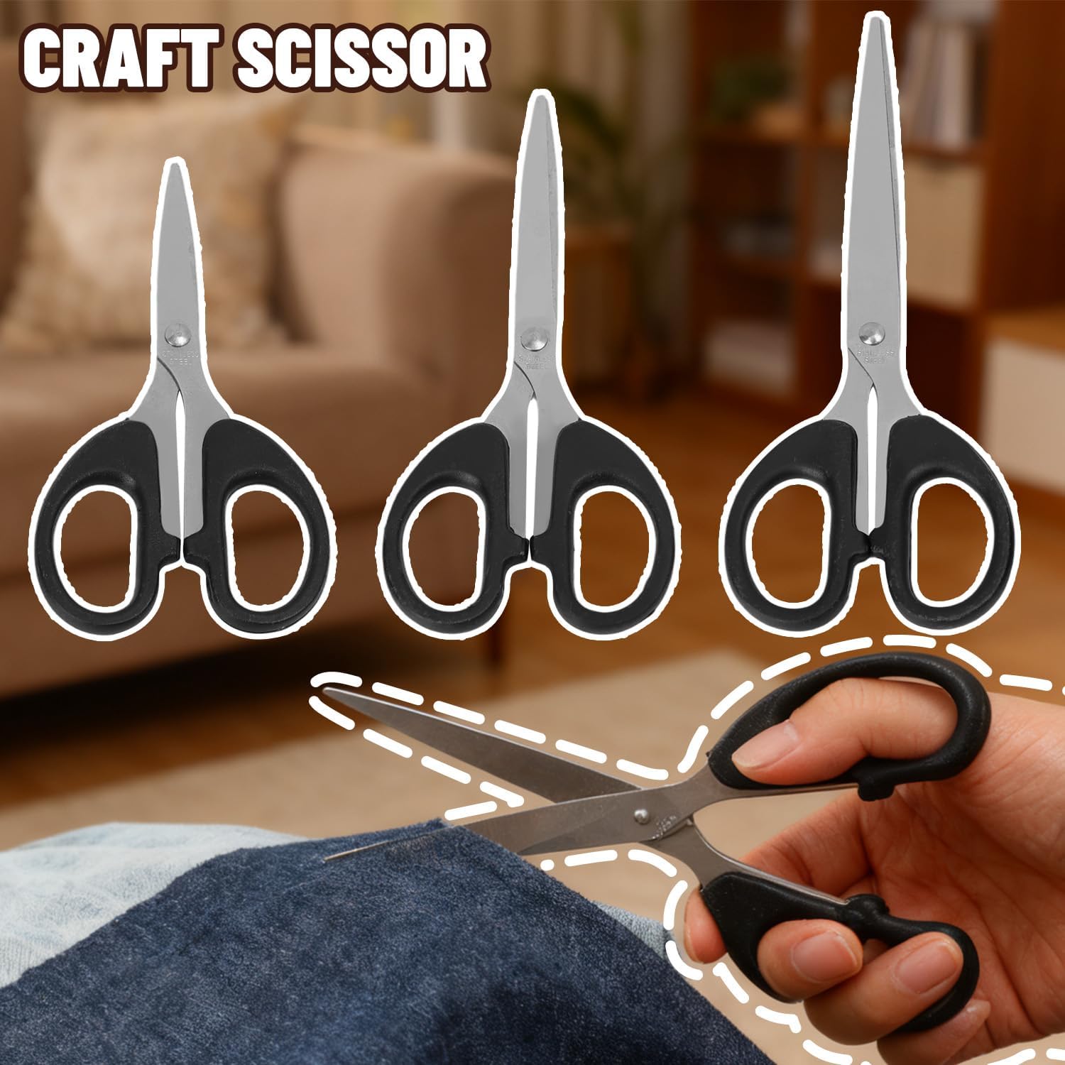 2Pcs Portable Multifunctional Scissors Safety Scissor, Ergonomic Comfortable DIY Supplies Scissors For Art, Sewing and Crafting (Small, 12cm)