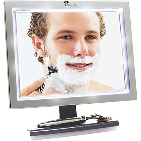 ToiletTree Products Deluxe LED Fogless Shower Mirror with Squeegee (Shower Mirror)