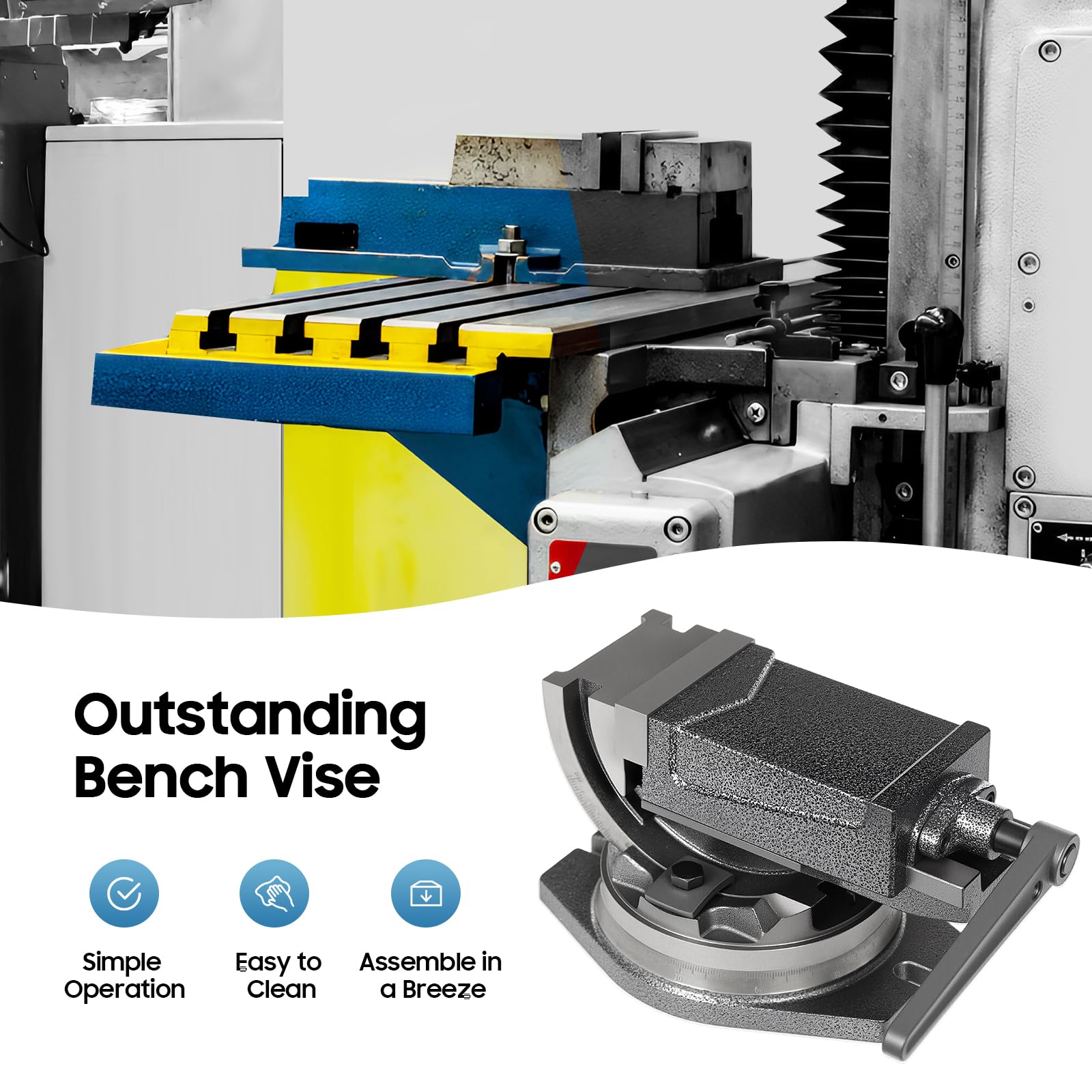 Schraubstock, Selbstjustierender Mini-Tischschraubstock, 100 mm Backenbreite, 2-in-1-Mehrzweck-Hochleistungs-Schraubstock für Schleifmaschinen, Fräsmaschinen, Haus