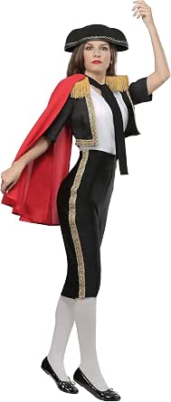 Women's Matador Halloween Costume with Jacket, Cape, Tank Top, Pants, and Accessories