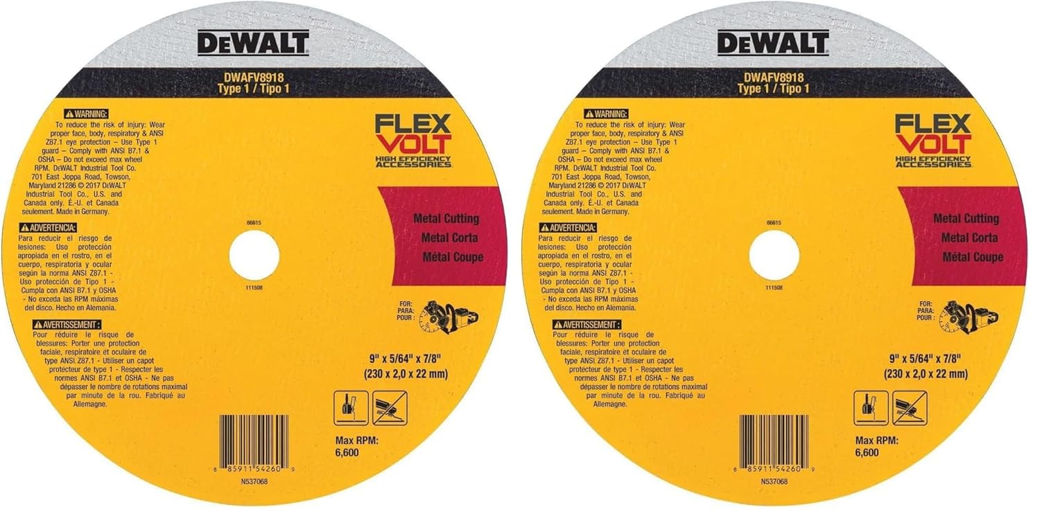 Dewalt 9 in. X 5/64 in. X 7/8 T1 Flexvolt Cutoff Wheel (Pack of 2) Multi