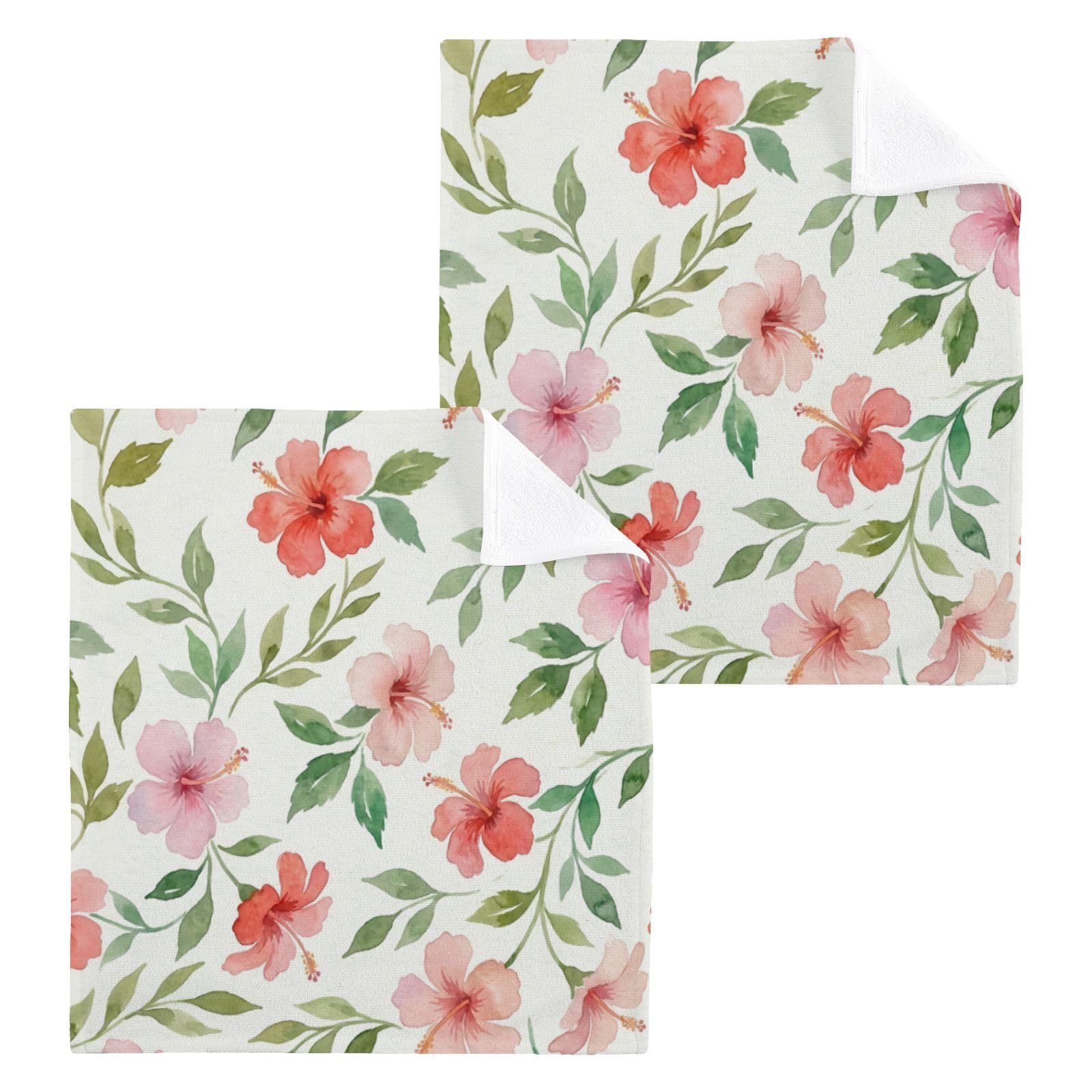 BOESI Floral Pattern 12x12in Cotton Washcloth,Face Towel