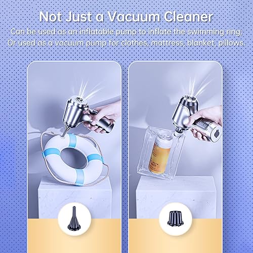 Miniatura 5 de Aspiradora inalámbrica 3 en 1, motor sin escobillas de 19000 PA, aspiradora de mano de alta potencia, portátil, versátil, recargable, mini