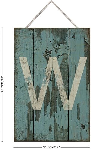 Vista 378 de Letrero colgante de madera con letra A, letrero de madera, decoración del hogar, 26 letras del alfabeto de metal, placa de madera, decoración