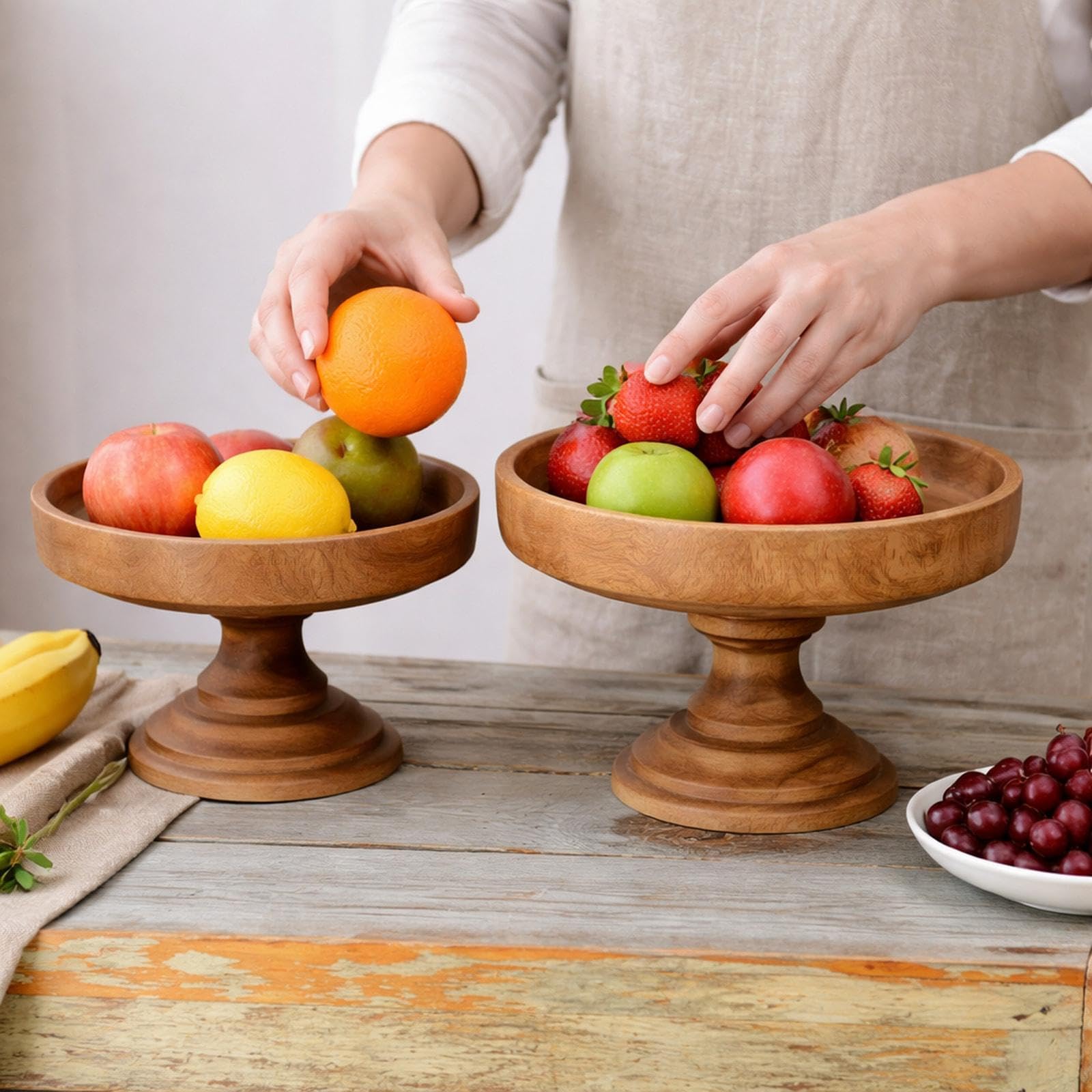 Alzata per Torte in Legno, Vassoio Rotondo, Porta Torte, Porta Cupcake, Piatto da Frutta per Feste, Shower, Decorazione per la tavola di casa, Grande Piccolo