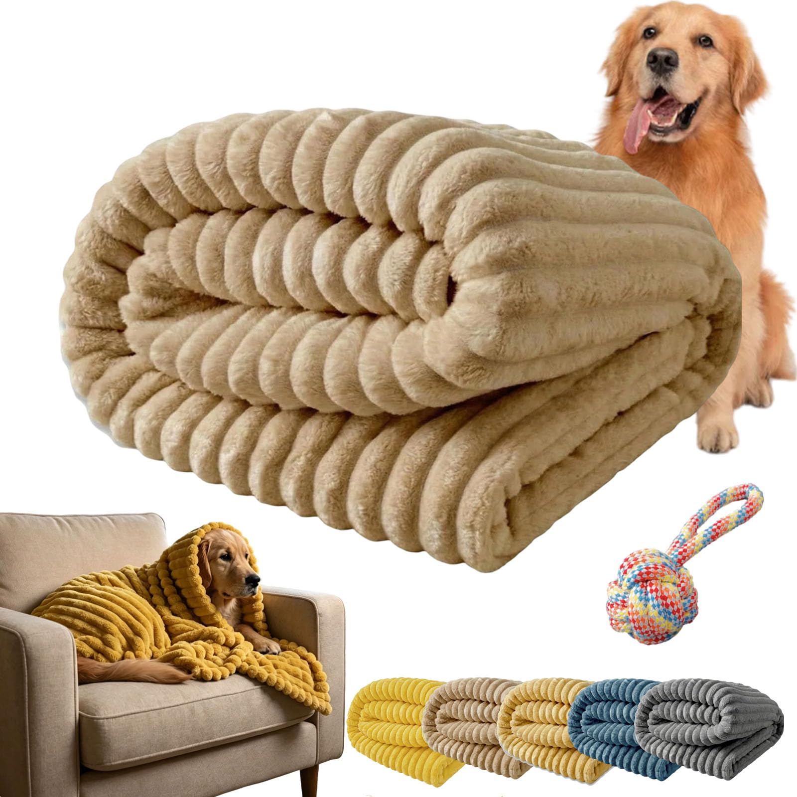 Yellow Emotional Support Blanket for Dogs, Washable High Visibility Emotional Support Plush Dog Blanket,Soft Faux Rabbit Fur Calming Pet Throw Blankets for Crate,Sofa,Bed,Kennel (D#,59.05″×78.74″)