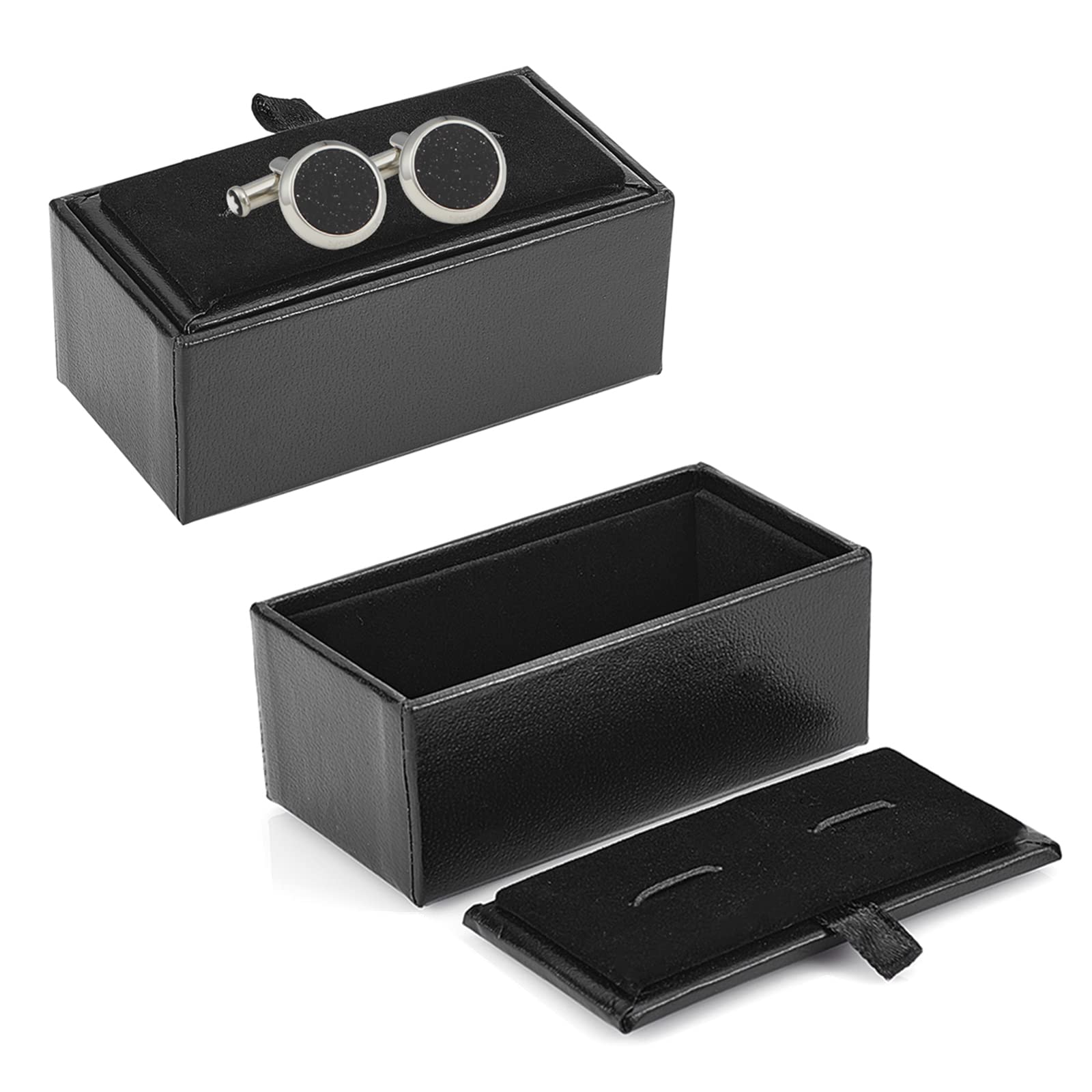 OLYCRAFT 2 Pcs Cufflink Box Gift Case Small Portable Organizer Boxes Vintage Gift Box with Sponge Inside and Snap Cover for Cufflinks Rings and Pendants Packaging