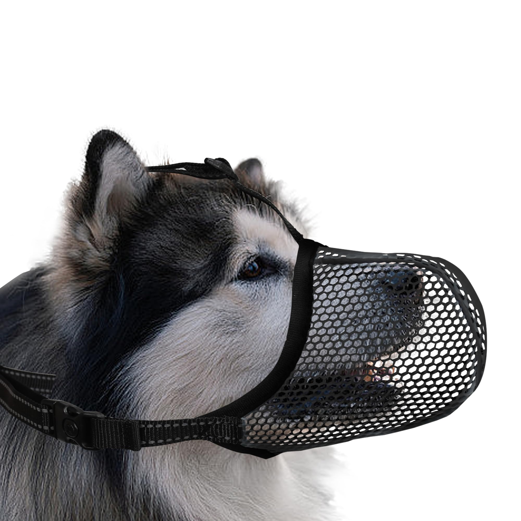 JOYPAWS Dog Muzzle, Breathable Soft for Extra Large Dogs to Anti & Prevent Barking Biting Chewing, Reflective & Adjustable Basket Muzzle with Air Mesh