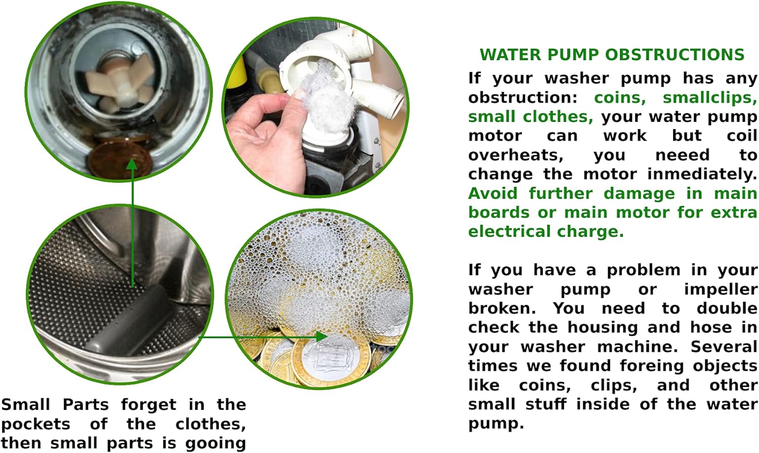 GLOB PRO SOLUTIONS Washer Pump Compatible Admiral LG DP040-012