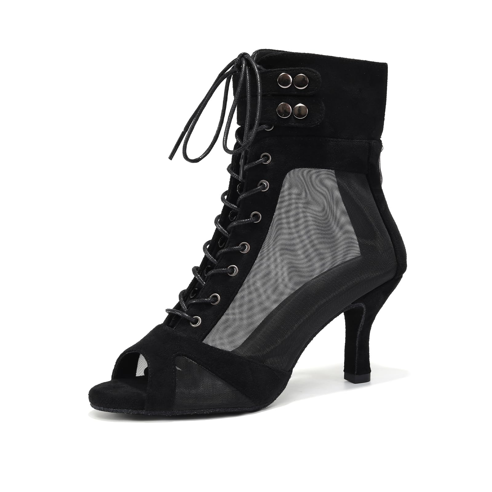 Stivali da Ballo Latino Americano Donna con Punta Aperta Salsa Tango Scarpe da Ballo da Sala Tacco 7,5 cm