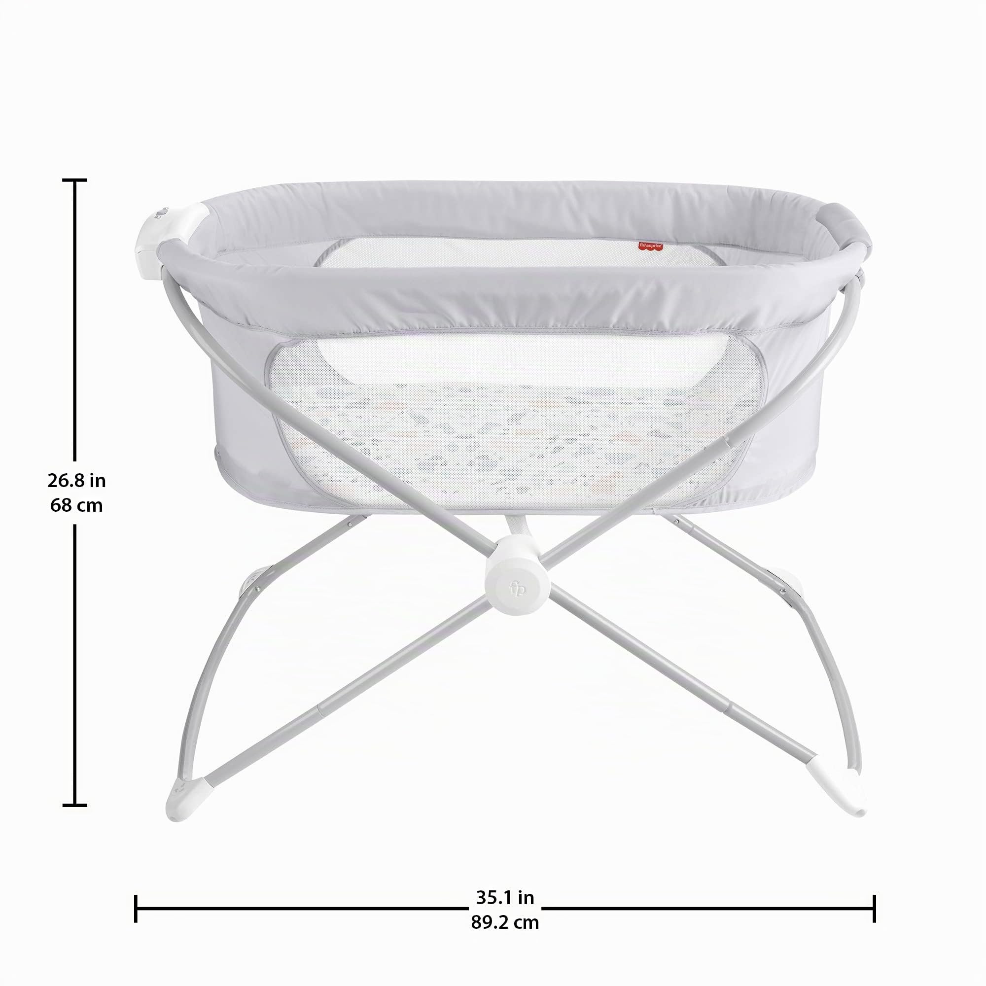 Fisher-Price Berceau Apaisant Compact, lit Pliable et transportable, Motif Galet du Pacifique, pour bébé jusqu'à 9 kg, GVG95