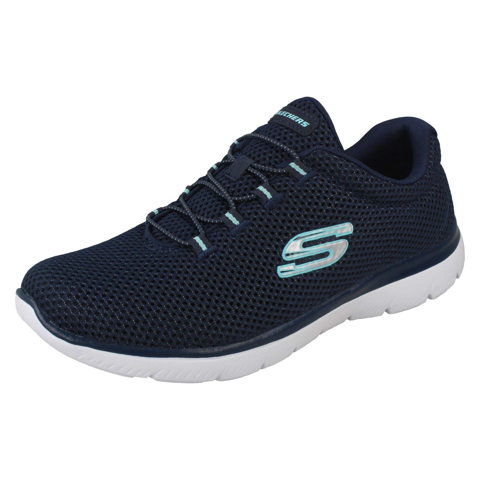 Skechers Womens Summits Artistry Chic Sneaker, Navy Light Blue, 3.5 UK