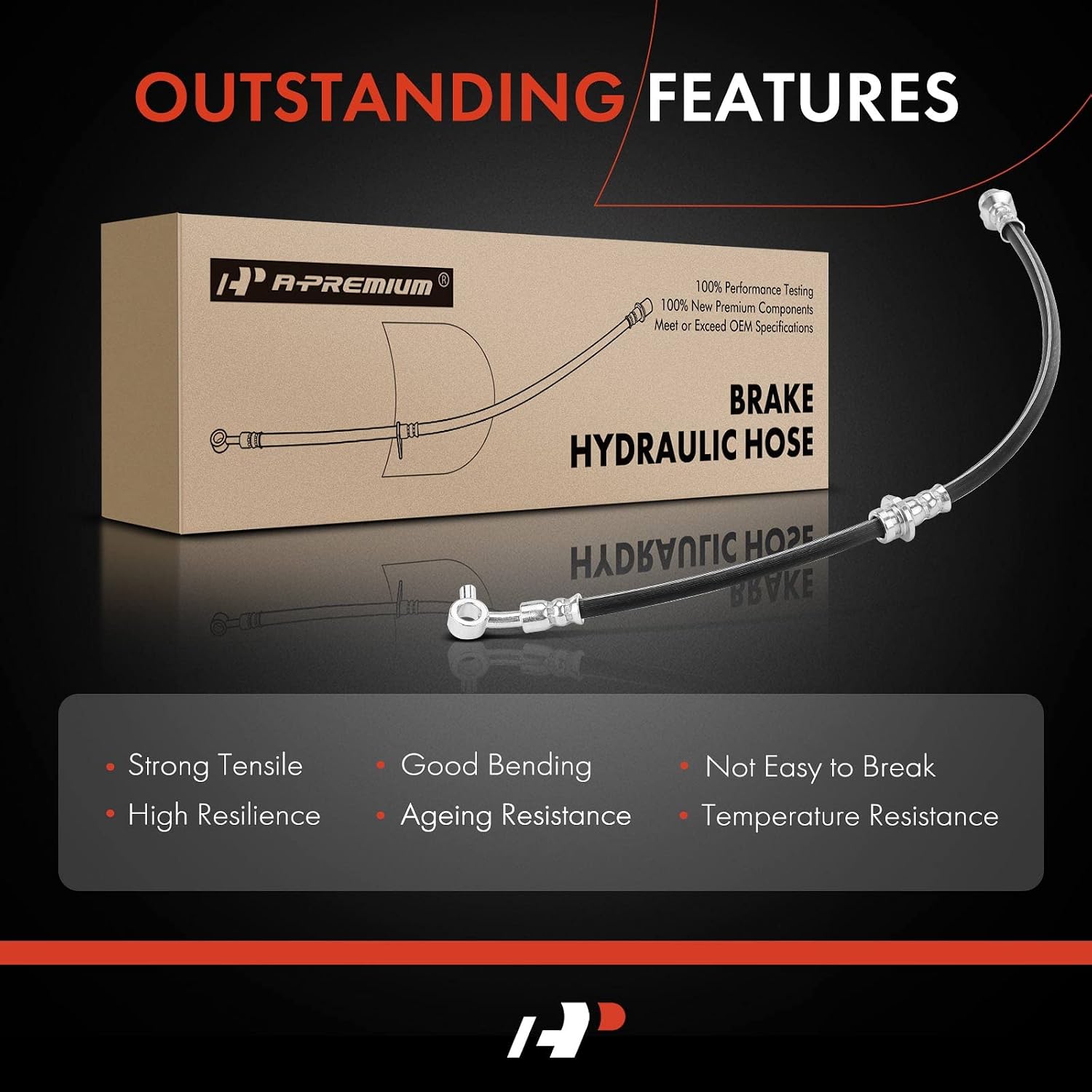 A-Premium Front Driver Brake Hydraulic Hose Compatible with Select Nissan and Infiniti Models - Pathfinder 2013-2020, QX60 2014-2019, JX35 2013 - Replace# 462113JA0A