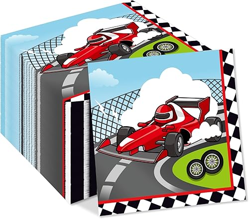 Servilletas de papel de carreras de coches de carreras, 40 piezas, juego de servilletas de papel para cena de carreras, suministros para fiestas