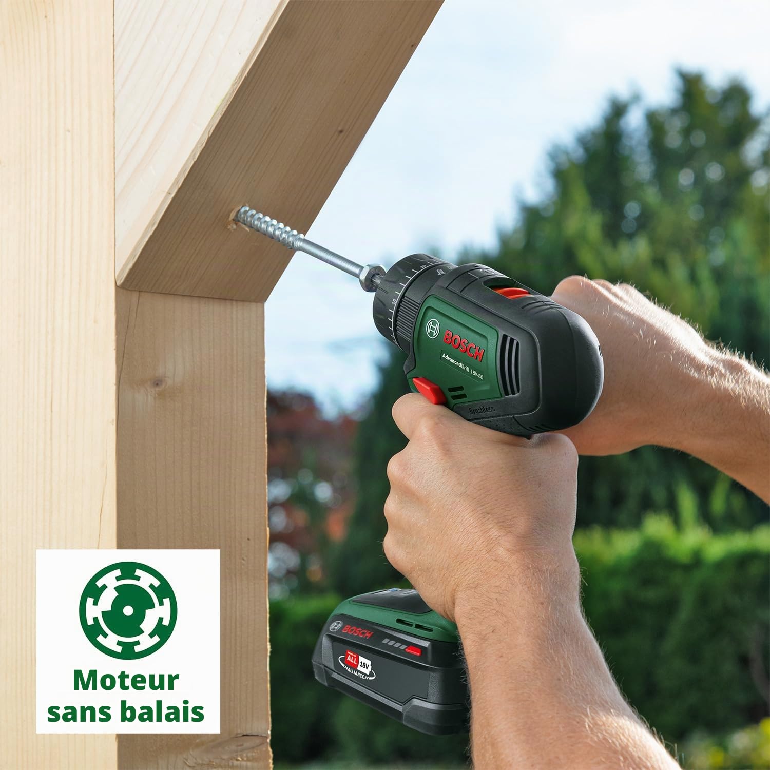 Bosch Perceuse-visseuse à percussion sans fil AdvancedImpact 18V-80 QuickSnap (pour percer et visser ; système 18V ; sans charbon ; 82 Nm ; mandrin de 13 mm ; poignée auxiliaire ; sans batterie)