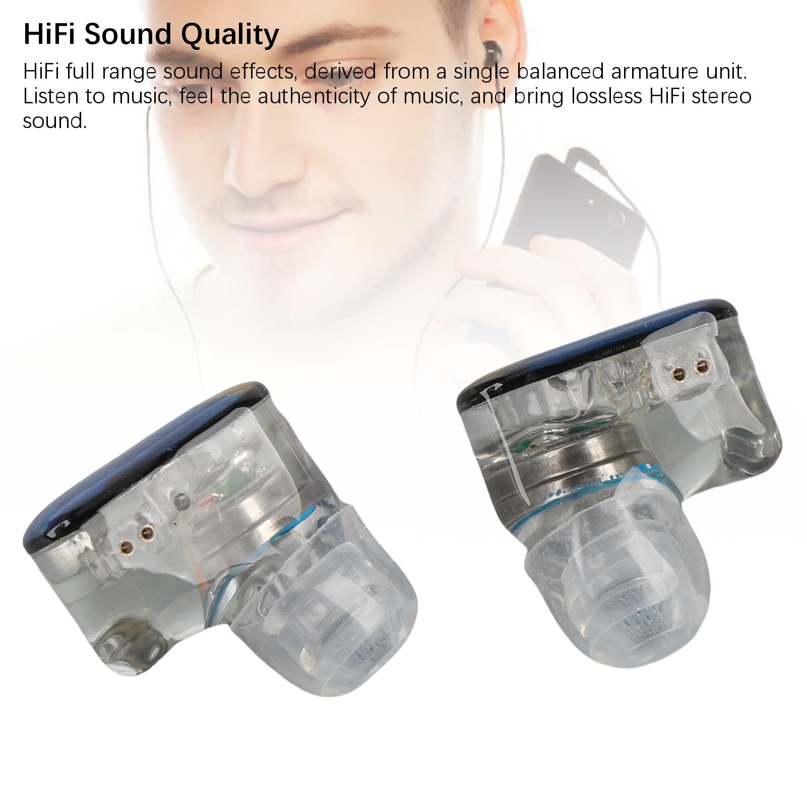 Cuifati HiFi Stereo Słuchawki IEM Wysoka rozdzielczość Przewodowe Douszne Słuchawki Anulowanie z Odłączonym Srebrnym Kablem Miedzianym dla Muzyków Piosenkarzy Muzyki Miłośnicy Muzyki (Niebieskie