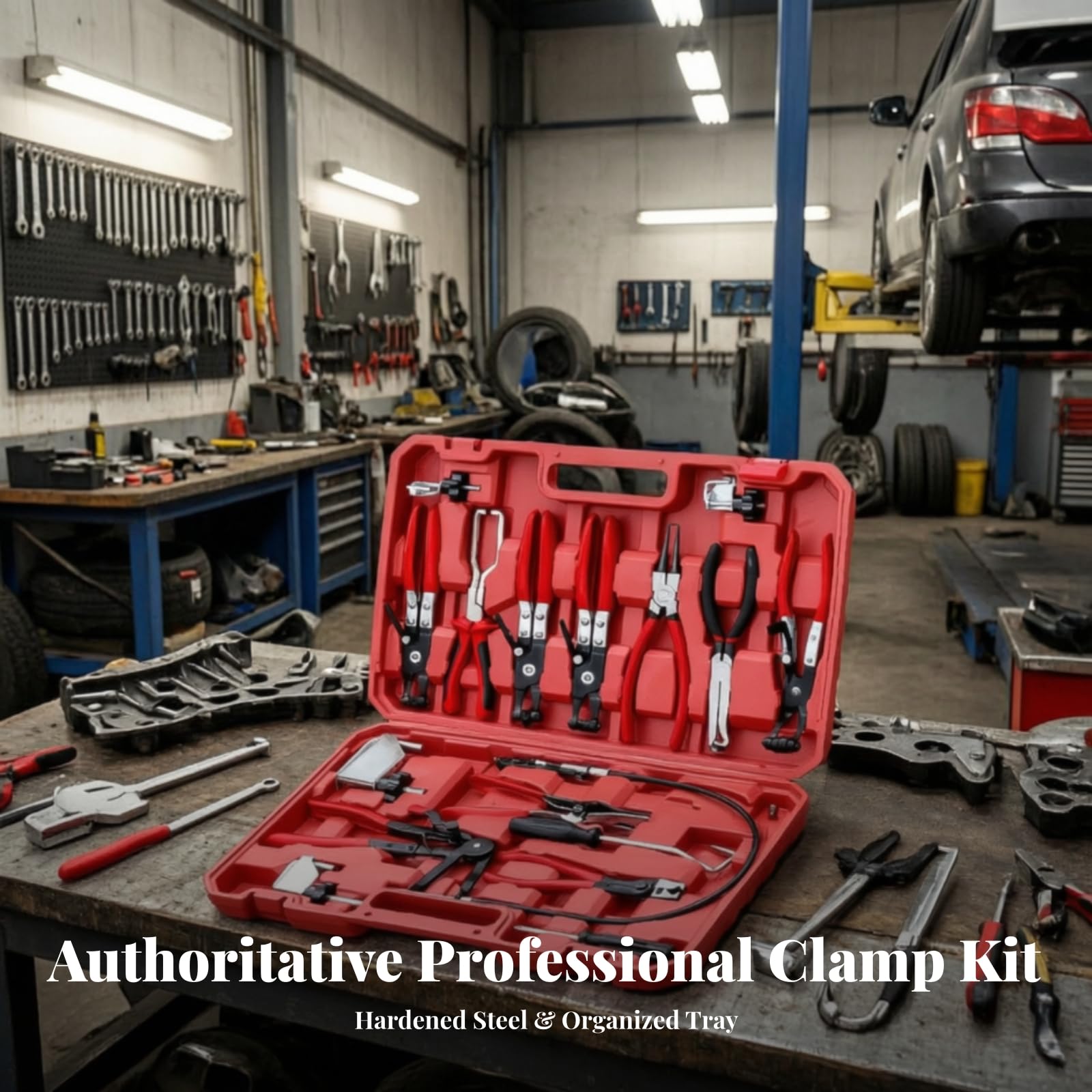 17 Pezzi Kit Pinze per Fascet | In Acciaio, Set di Pinze per Fascet Stringitubo, Portatile, Unsili, Officina, Meccanici