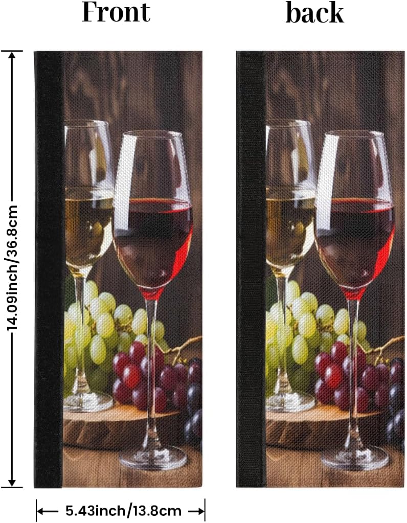 Red Wine Glass Grapes Refrigerator Door Handle Covers Set of 2 Kitchen Appliance Handle Covers Protector for Fridge Microwave Stove Oven Dishwasher
