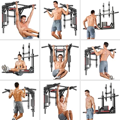 Miniatura 4 de XGSW - Barra de dominadas multifuncional para montar en la pared, barra de dominadas, estación de inmersión para entrenamiento de gimnasio en casa,