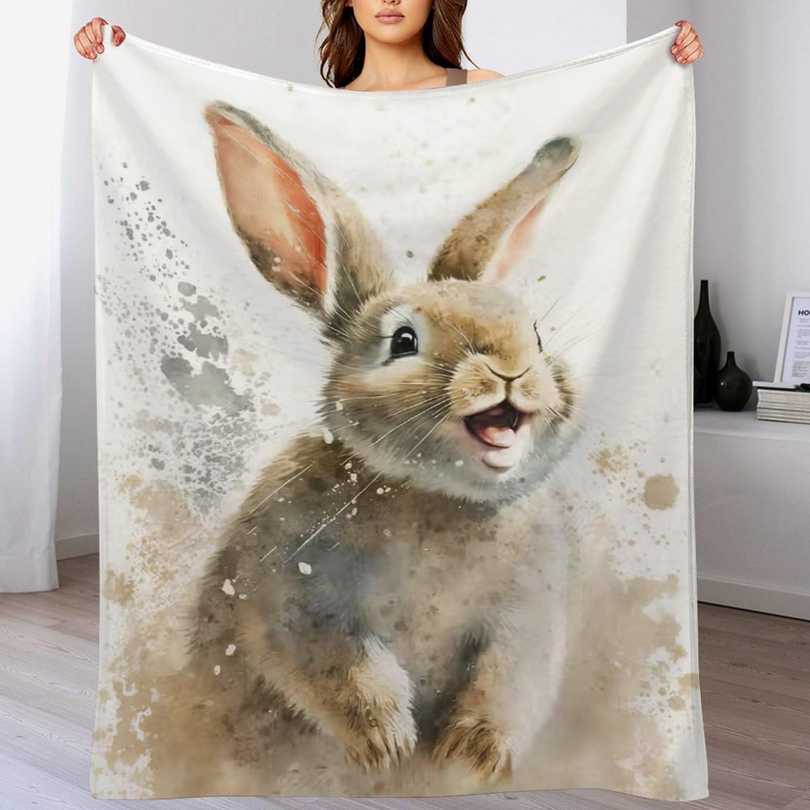 Couverture polaire lapin en flanelle haut de gamme et douce pour lit
