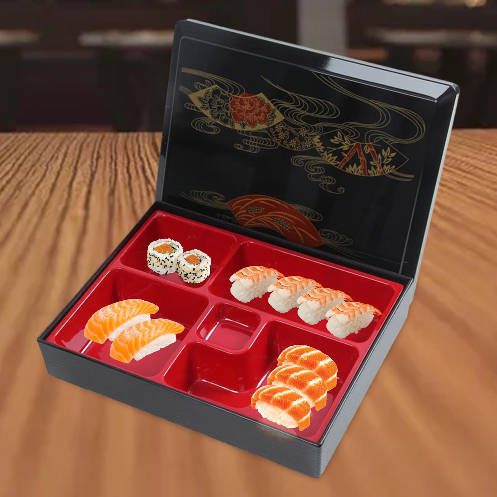 Bento Japonais Plateau Repas Boîte Compartiments Couvercle Fermeture Sécurisée Matériau Solide Adapté pour Dîner Maison Bureau Restaurant, Style b