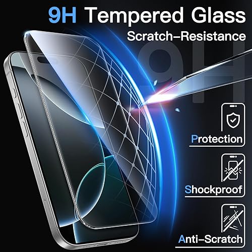 Vista 27 de JETech Protector de pantalla para iPhone 15 Pro Max de 6.7 pulgadas, película de vidrio templado con herramienta de fácil instalación, compatible