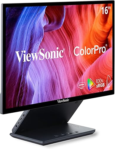 ViewSonic VP1656 Monitor portátil IPS de 15.6 pulgadas 1200p con alimentación de 2 vías 40W USB C, validado por Pantone, calibrado de fábrica,