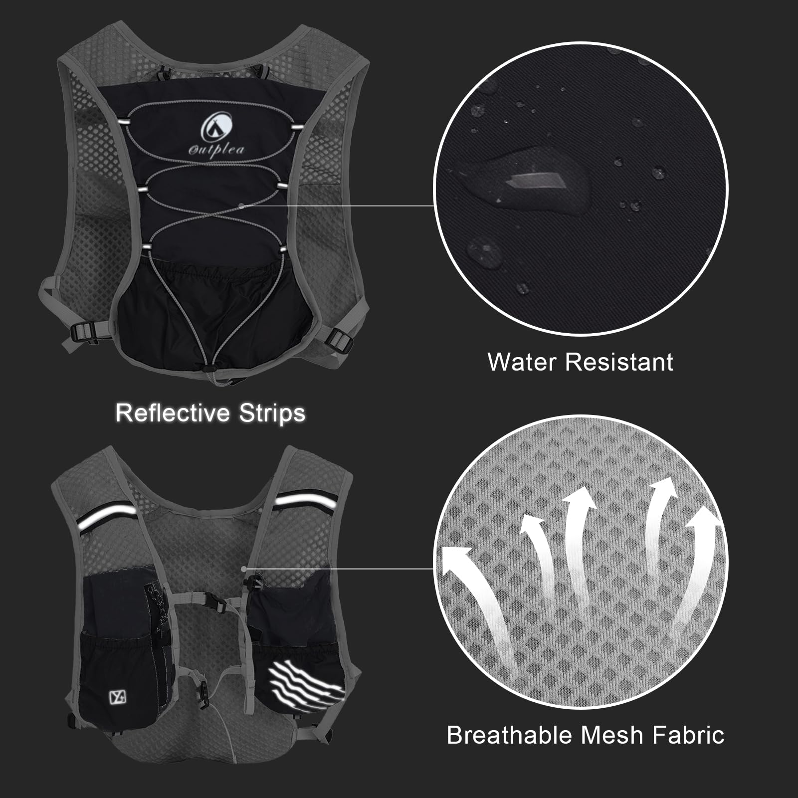 Laufweste mit 2L Trinkblase, Leicht Trinkrucksack für Fahrrad Herren Damen, Reflektierend Trinkweste Laufrucksack Wasserrucksack für Laufen Marathon Jogging Radfahren MTB