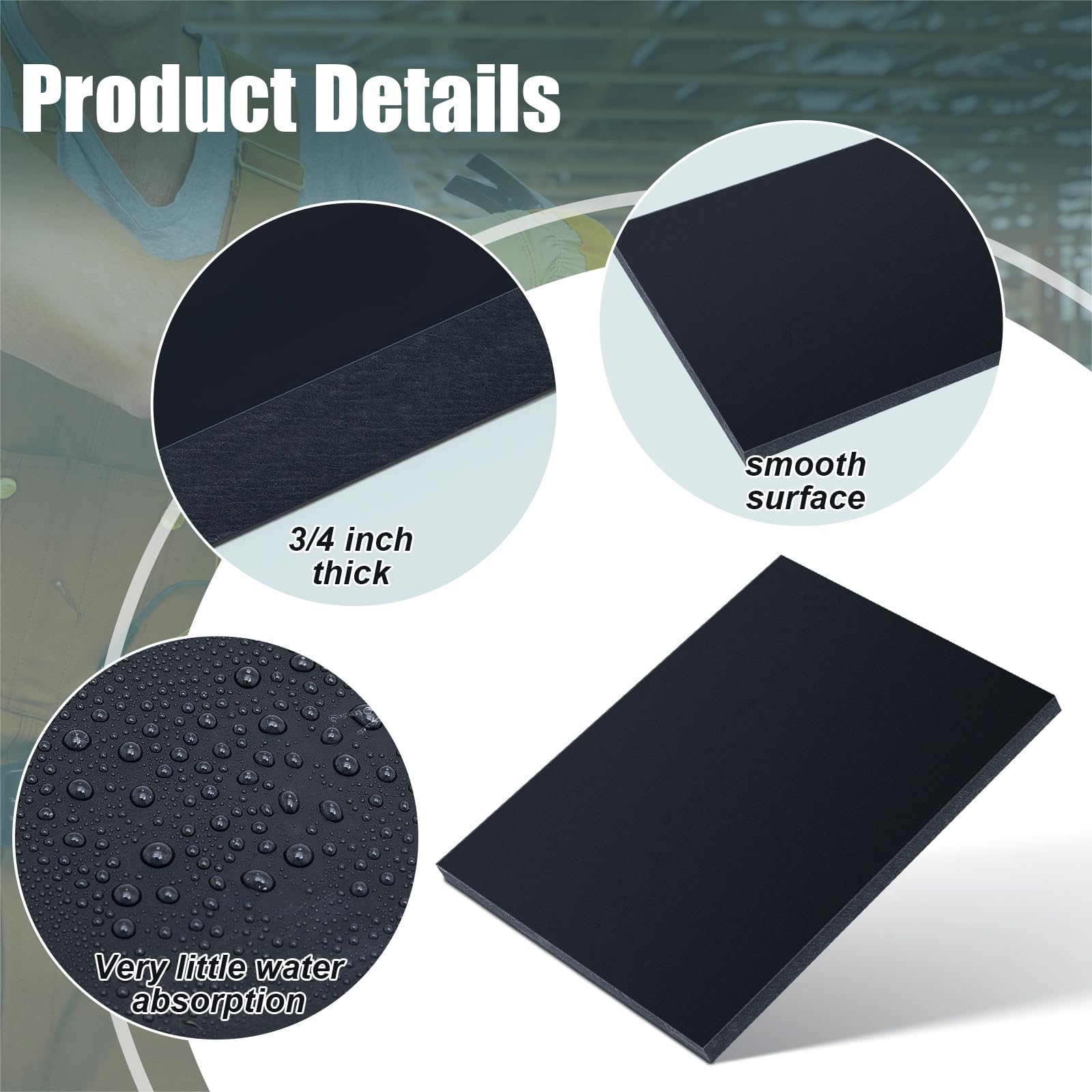 HDPE Plastic Sheets - 12x12 Inch Thick -3