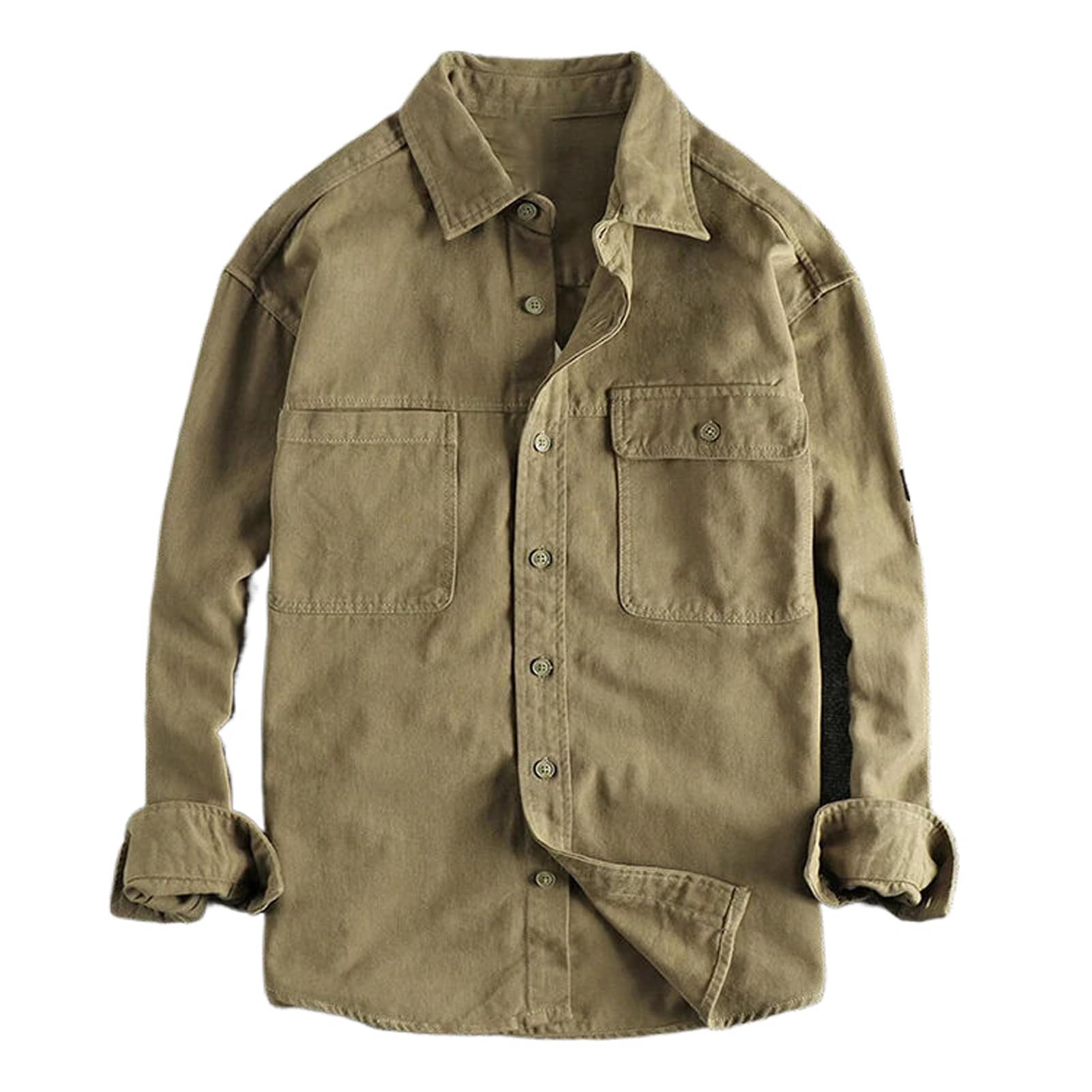 Chemise vêtement de travail homme coton délavé ample mi-saison confortable - 8
