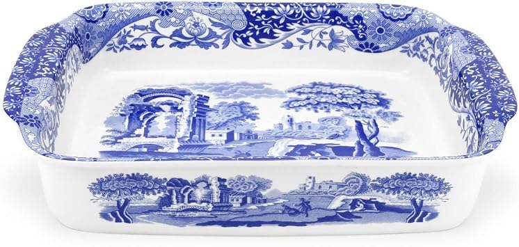 Spode Blue Italian Rectangle Handled Dish Large