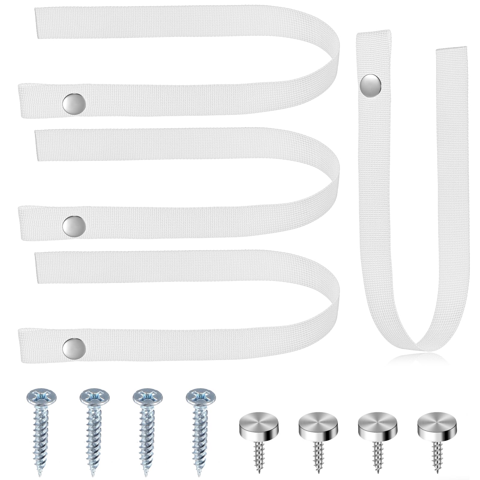 4 Pcs RV Door Straps with Button Snap Long Security Straps 18 Inch RV Pocket Camper Sliding Door Strap Boat Ladder Strap for RVs Pocket Doors Boat Ladder Secure Accessories (White)