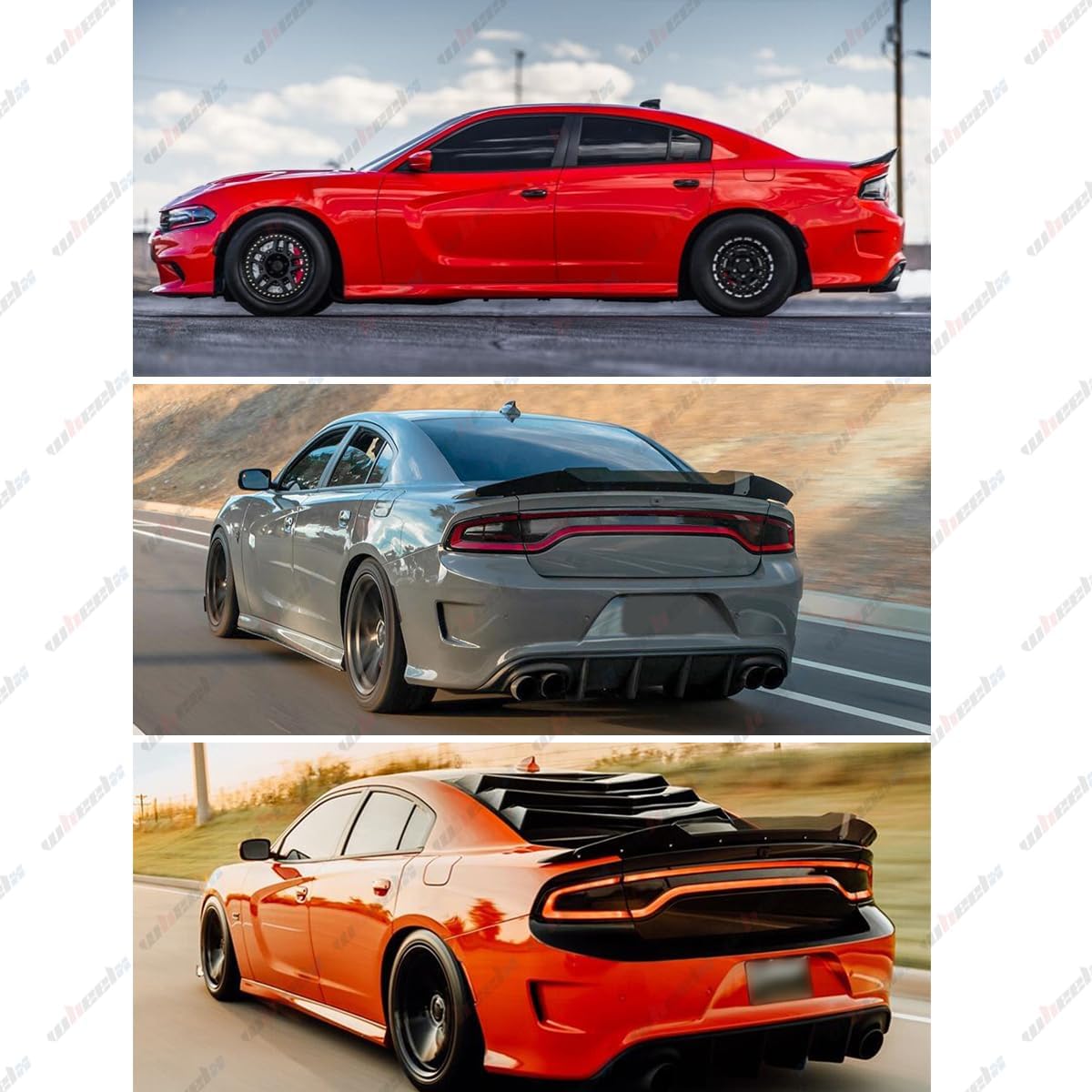 2 Piece Wickerbill Spoiler Compatible with 2015-2024 Dodge Charger, Venom Series V3 Style Fits for SRT Hellcat Scat Pack, Wicker Bill Trunk Tail Deck Lid Wing Lip with RivNut Tool