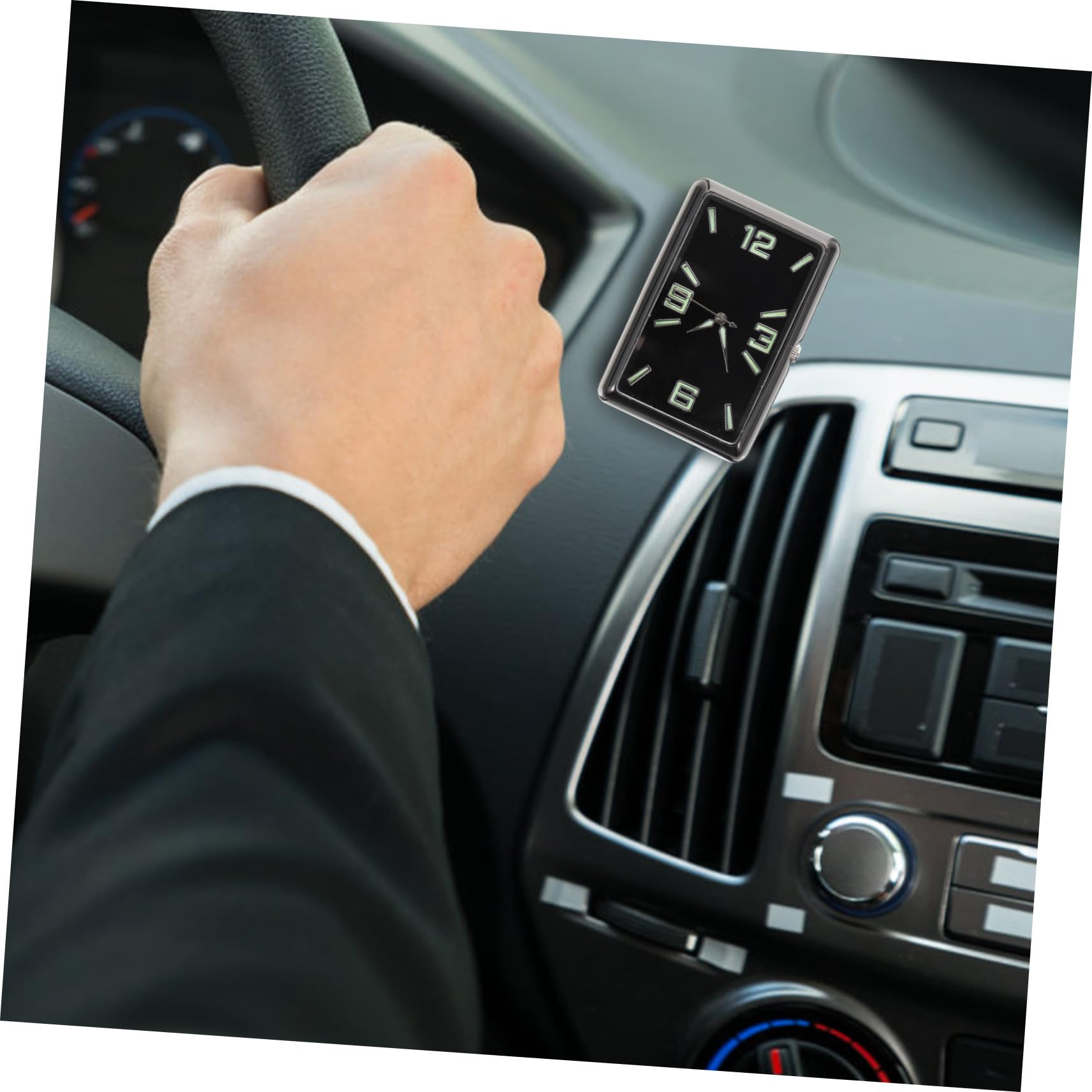 Reloj Analógico para Coche y Cuadrado con Diseño Sencillo para Salpicadero y Oficina Fácil Instalación y Visualización Clara
