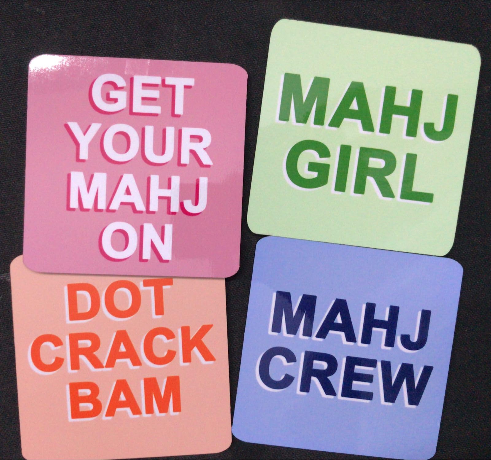 Mahjong Coasters Set of 4 Stylish Printed Drink Coasters Heat Resistant Non Slip Table Protection Coaster Set for Coffee Tea Cups Home Kitchen Dining Decor Gift Set-image-49