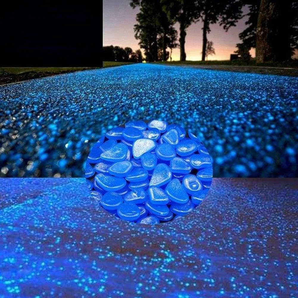 Guijarros que brillan en la oscuridad, Piedras luminosas que brillan en la oscuridad - Guijarros de jardín(Blue)