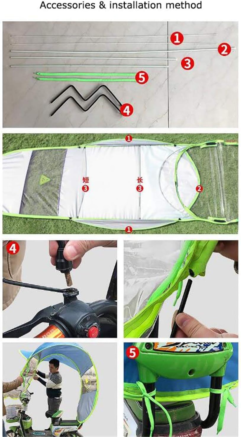 Uniwersalny Rower Elektryczny W Pełni Zamknięty Składany Wodoodporny Parasol Motocyklowy Osłona Przeciwsłoneczna Osłona Przeciwsłoneczna Z Lusterkiem Wstecznym I Tylnym O, Blue