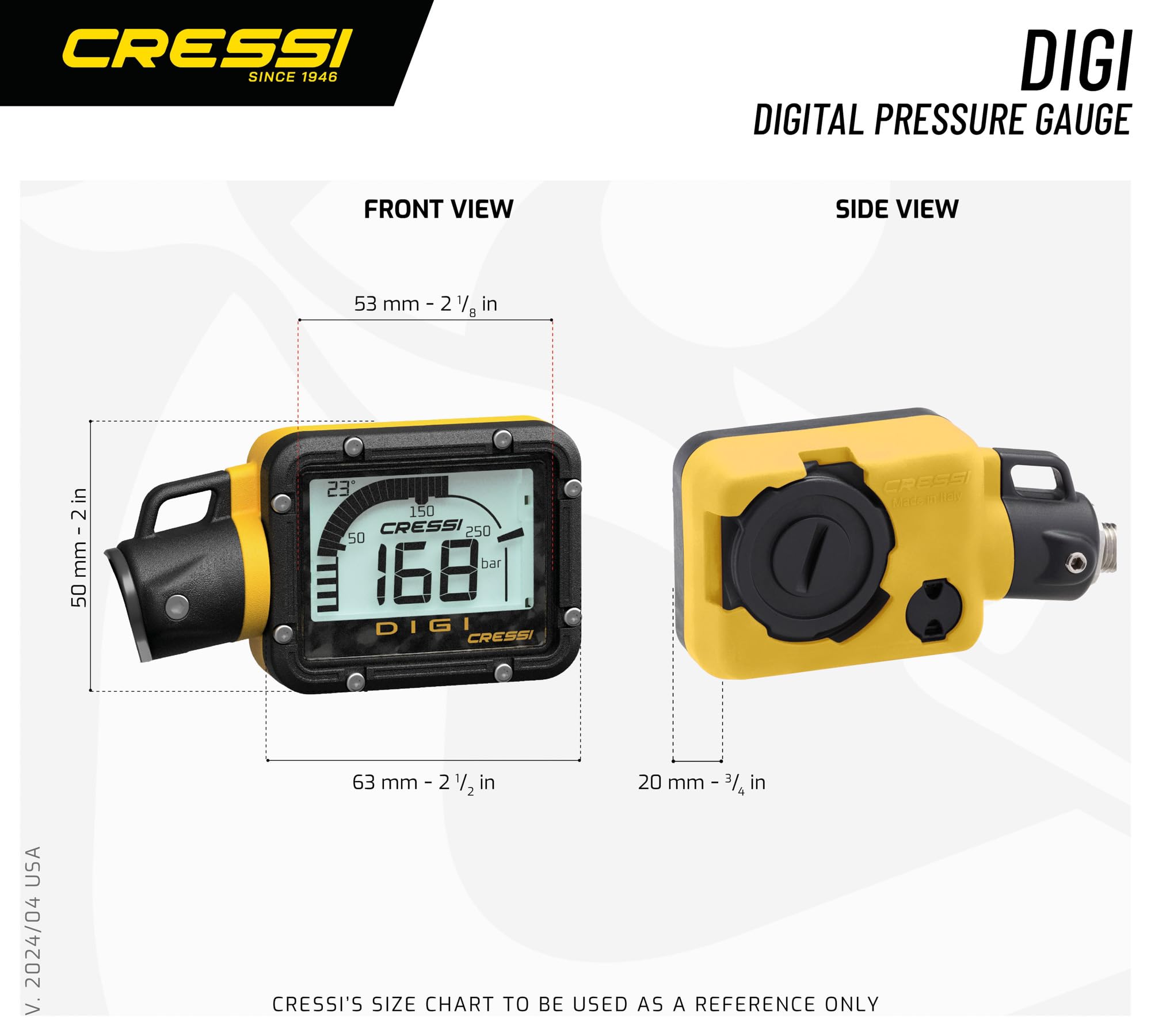 Cressi Digital Gauge Test Digi Yellow Bar