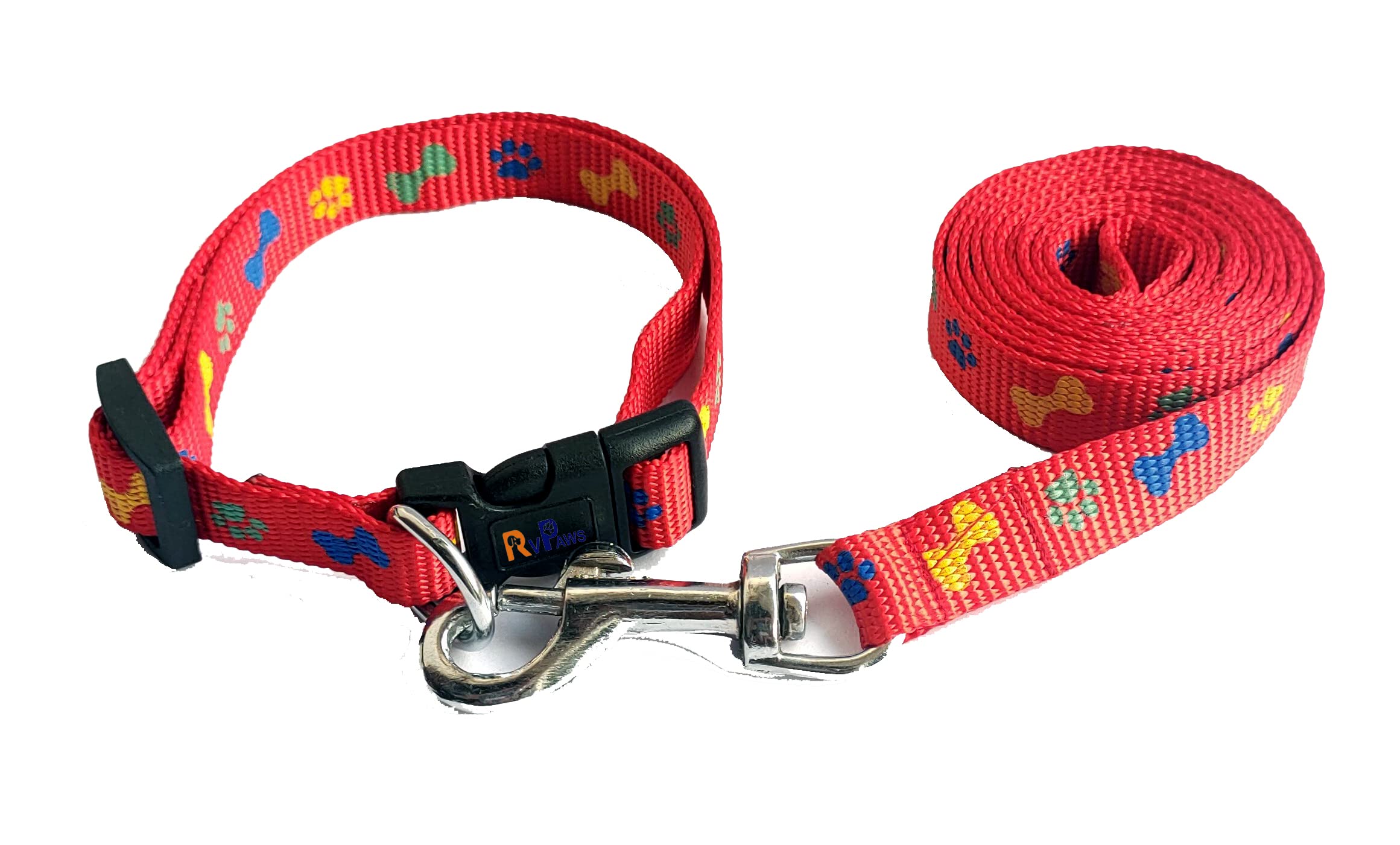 RvPaws Nylon Leash and Collar Bone Paw Print Set Suitable for Puppies & Medium Dog (RED, 0.5 INCH) (B09CQ36R8Y) Amazon Price History, Amazon Price Tracker