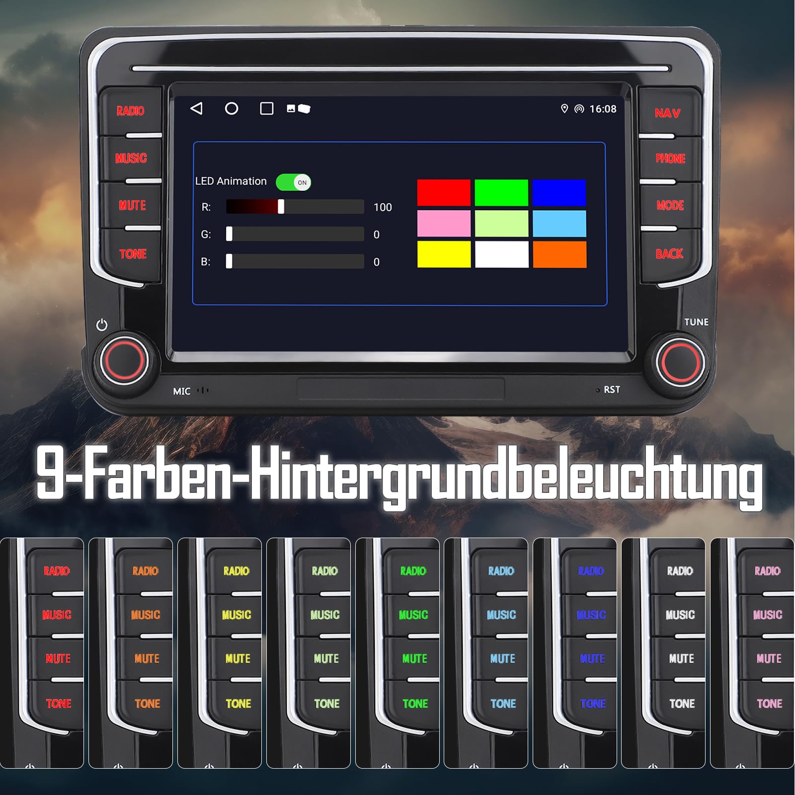 2 DIN Autoradio für VW Golf 5 6 Passat Seat Touran Skoda, Wireless CarPlay & Android Auto, GPS Navi, DAB+, Lenkradsteuerung, Physischer Lautstärkeregler, EQ, MirrorLink