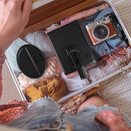 Miniatura 4 de KAKULO Espejo de maquillaje iluminado con 16 luces LED, pantalla de rotación de 180, brillo ajustable, dos modos de fuente de alimentación, espejo