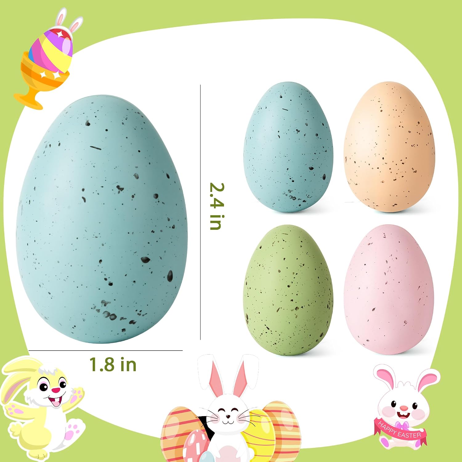 24/16/36 Pcs Easter Speckled Eggs, 2.4" Multi Colors Plastic Eggs for Easter Decorations, Pastel Easter Decor,Bowl & Vase Filler, Easter Basket Filler and Spring Table DIY Decor