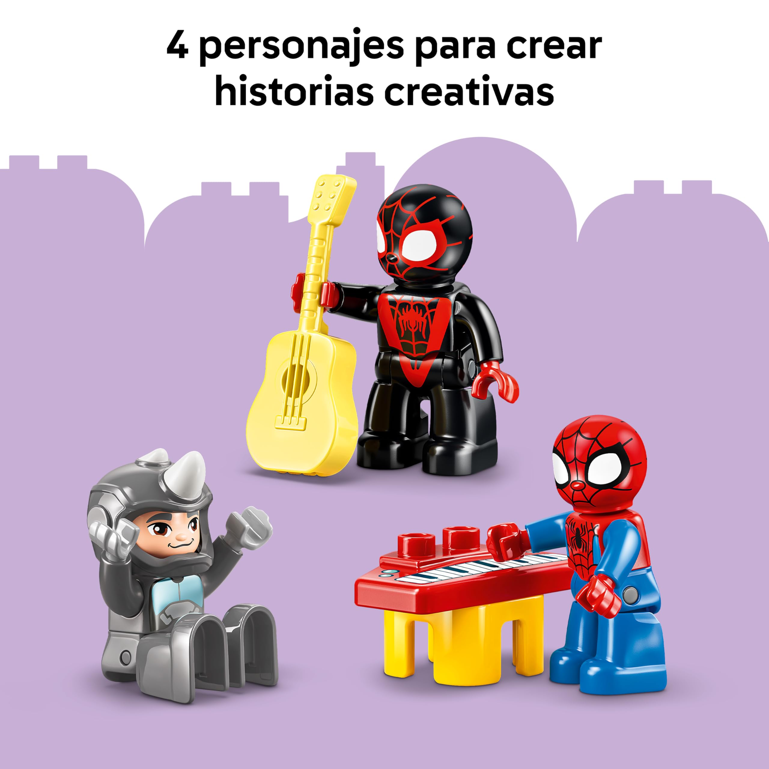 LEGO Duplo Marvel Aracnocuartel de Spidey y su Superequipo – Superhéroes de Juguete con Moto y 3 Figuras – Juego Educativo para la Motricidad Fina – Regalo para Niños de 2+ Años – 10464