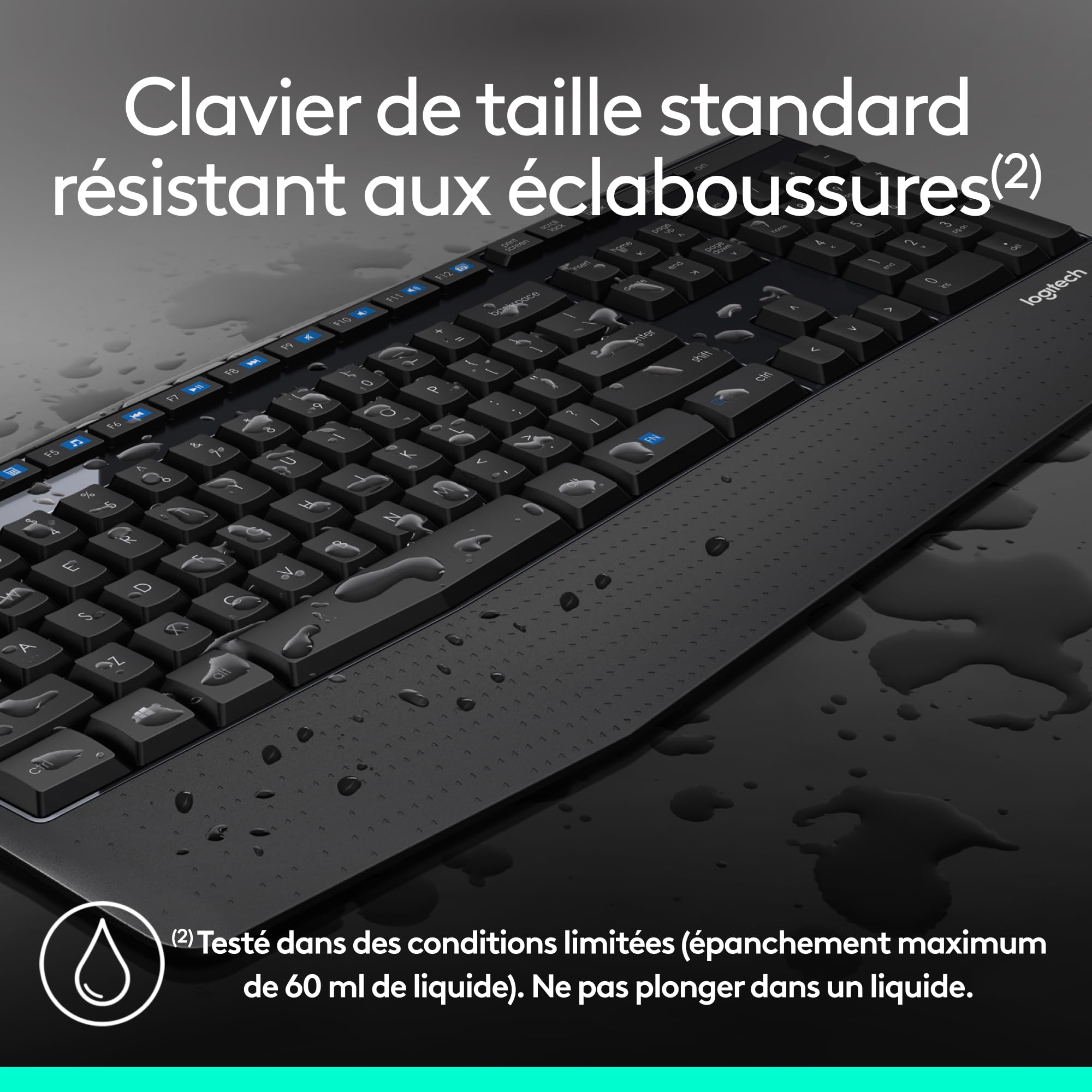 Logitech MK345 Combo Clavier Taille Standard Sans Fil avec Repose Poignet et Souris Droitier Confortable, Récepteur USB Sans Fil 2,4GHz, Compatible avec PC, Ordinateur Portable