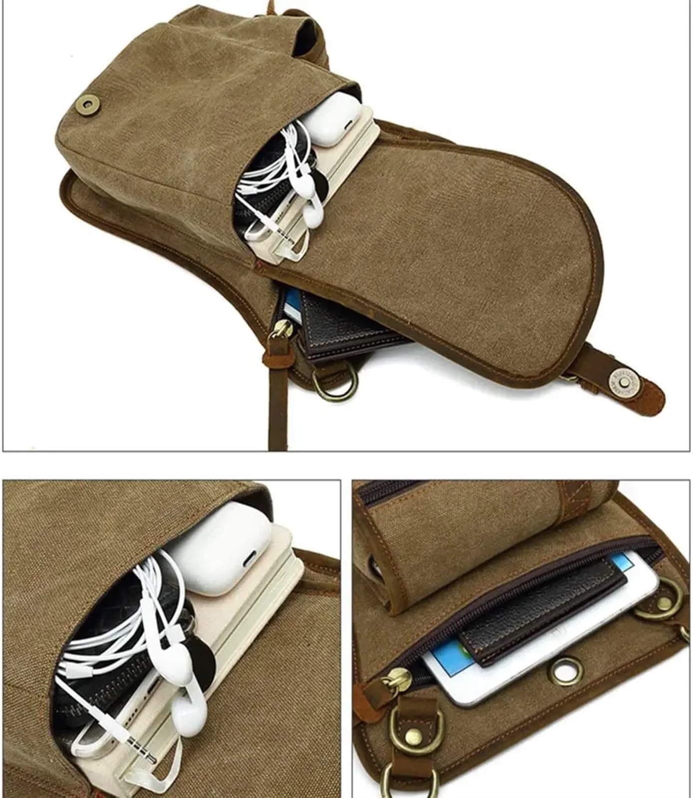 Riñonera de Pierna Riñonera de Lona con múltiples Bolsillos for Hombre y Mujer, for Deportes al Aire Libre, Ciclismo, Senderismo, Paquete Cintura for el día para Hombre(Black)