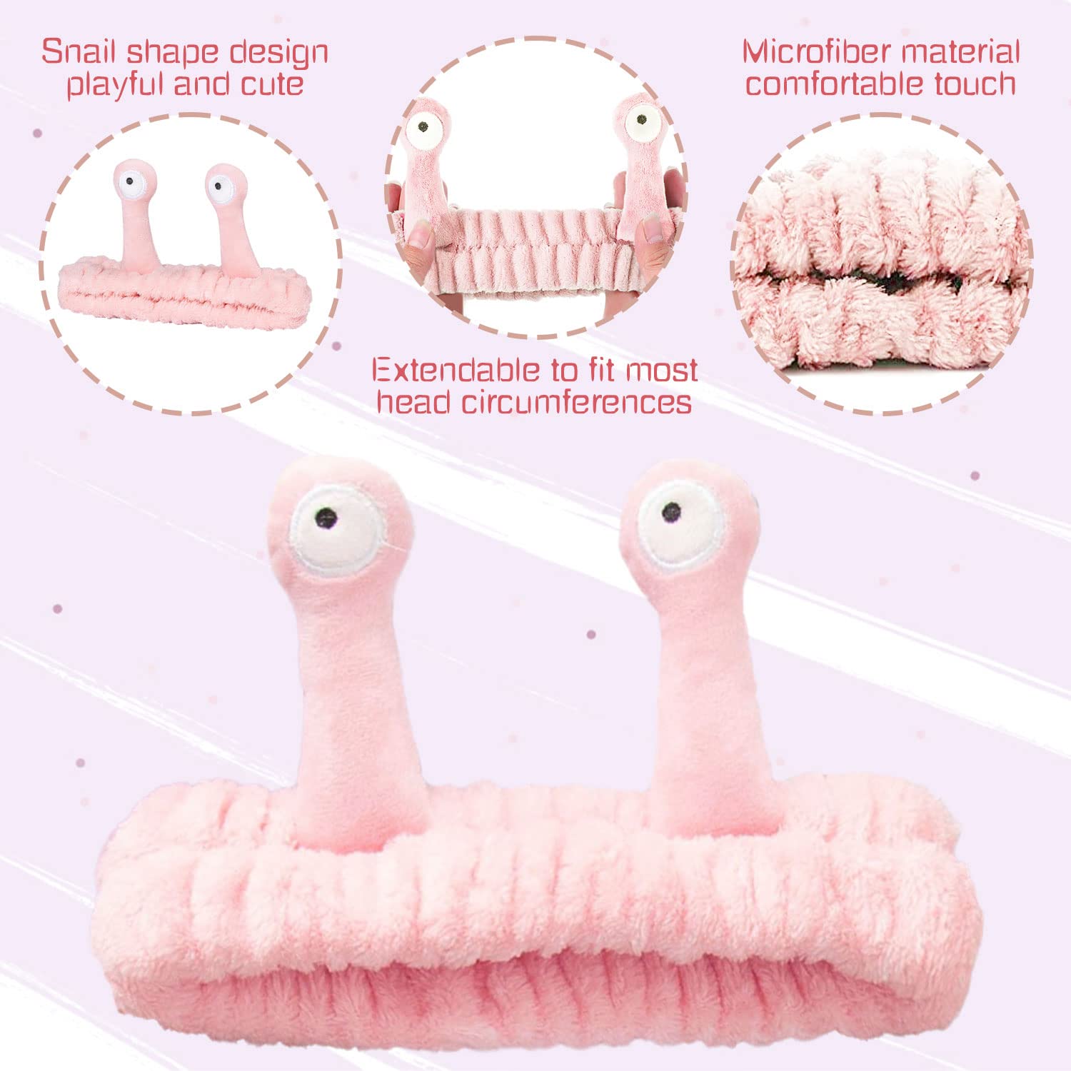 Bekecidi 3 Pezzi Set di Fasce da Polso per Fascia Spa, Fascia per Trucco Soffice Lumaca e Fascia da Polsino per Lavaggio del Viso, Fascia Elastica per la Cura della Pelle per